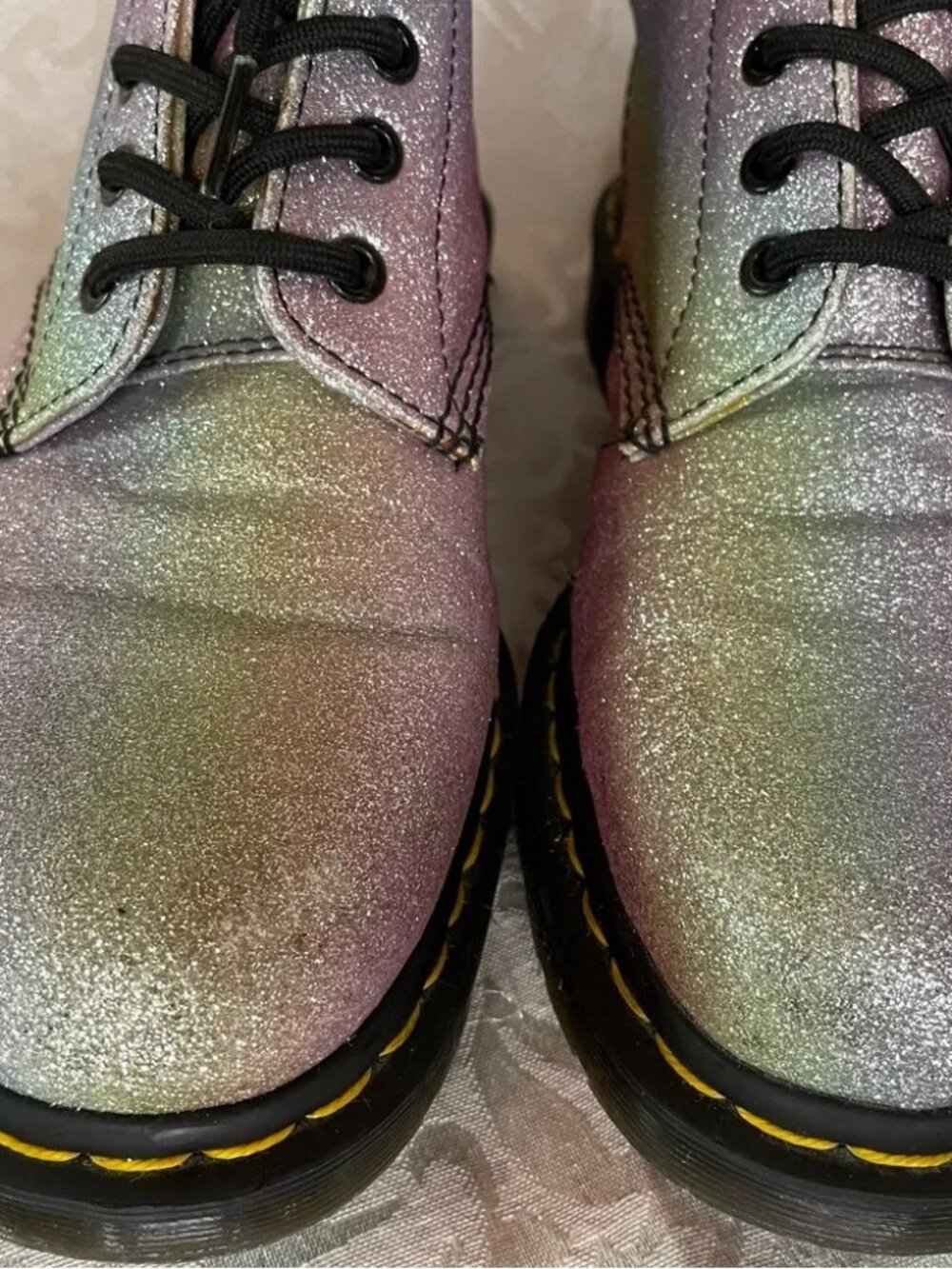 Doc Marten’s Blue and Purple Glitter Combat Boots 1460 Pascal Glitter Size 10 - Picture 3 of 10
